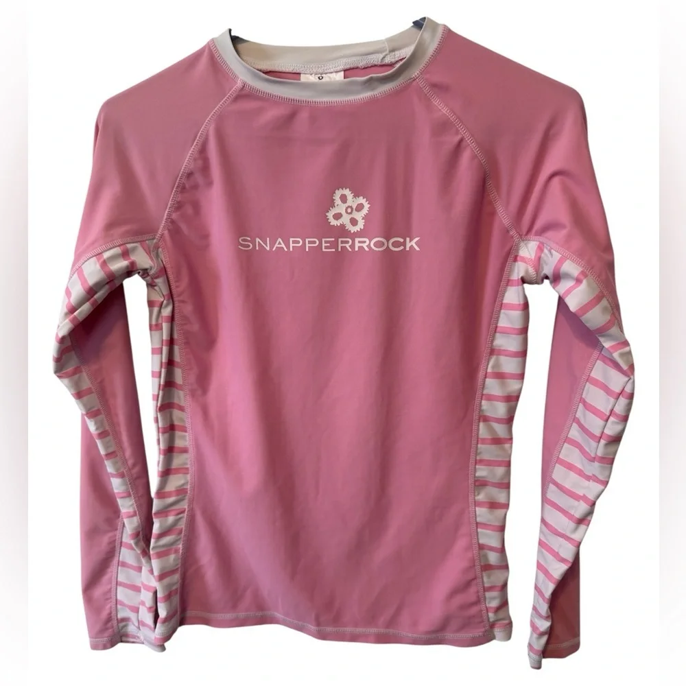 Snapper Rock Pink and White Rash Guard Size Kids 14